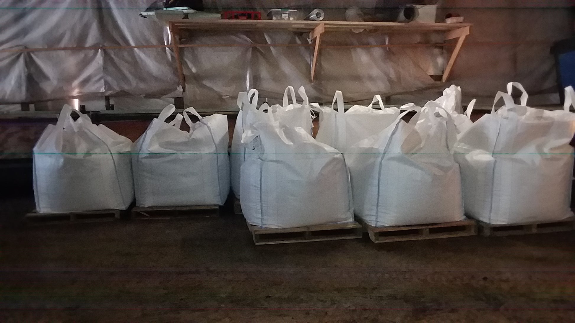 8 Super sack cubic yard totes of Devine Gardens vermicompost worm castings